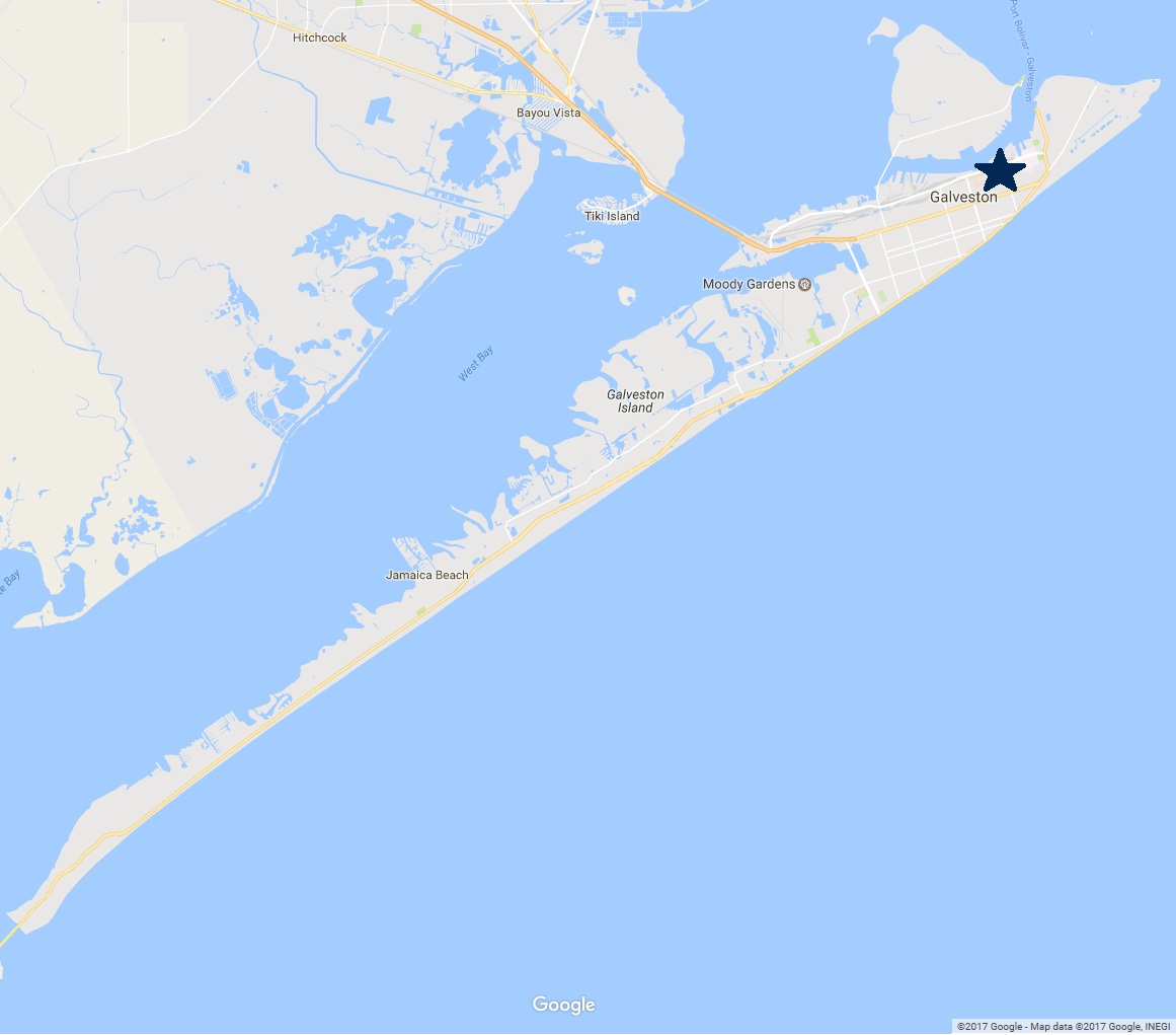 map of Galveston Island - Neighborhoods - East End Historical district